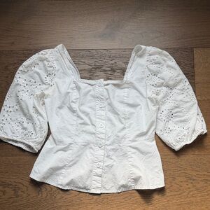 White Eyelet Puff Sleeve Top